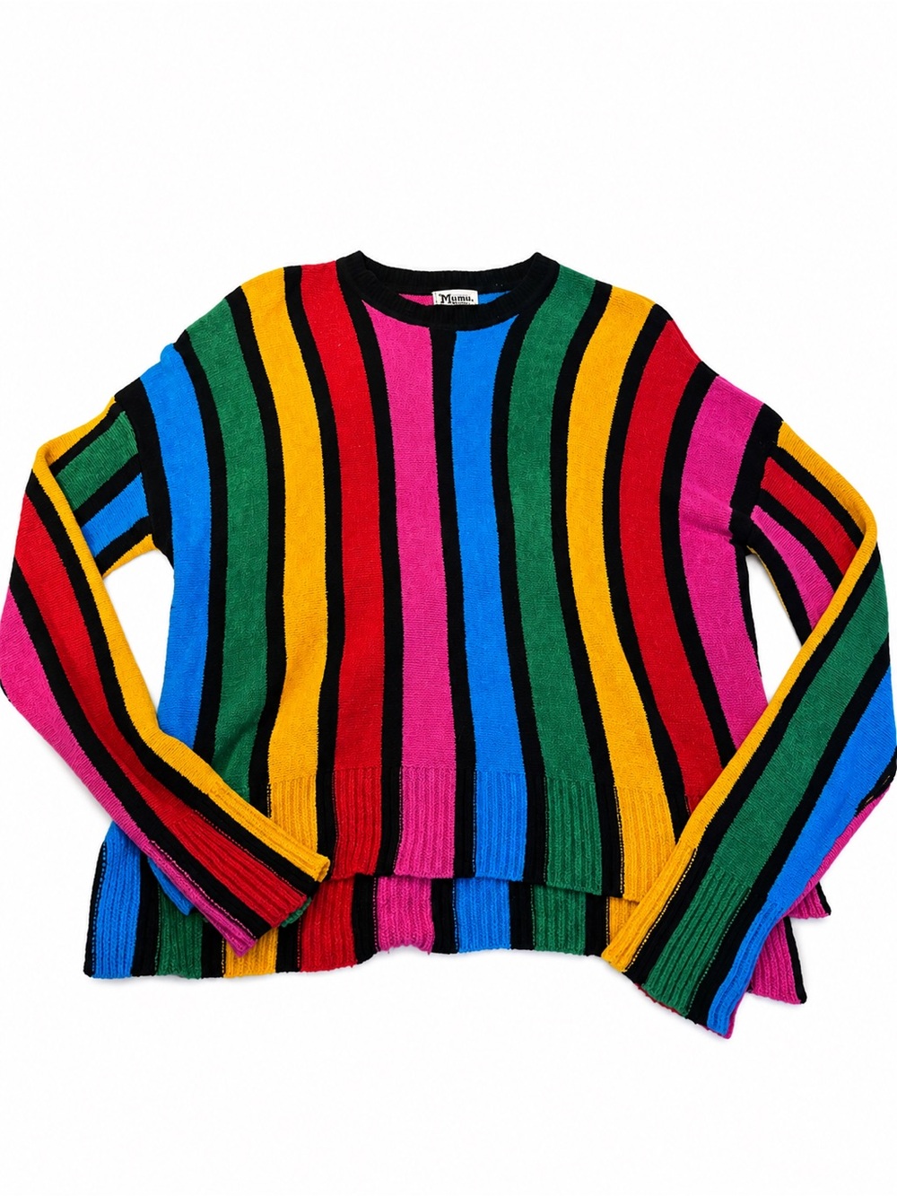 Show Me Your MuMu Bold Multicolor Vertical Stripe Crewneck Sweater